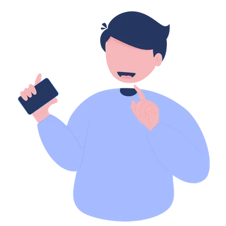 Man shows something on his smart phone  Illustration