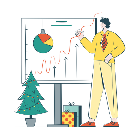 Man Shows Statistics For Christmas  Illustration