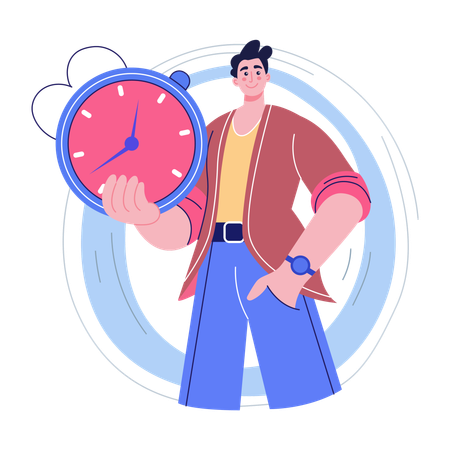 Man shows time management plans  Illustration