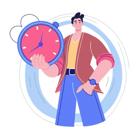 Man shows time management plans  Illustration