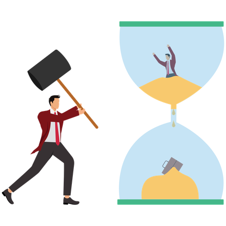 Man Shrinking in an Hourglass  Illustration