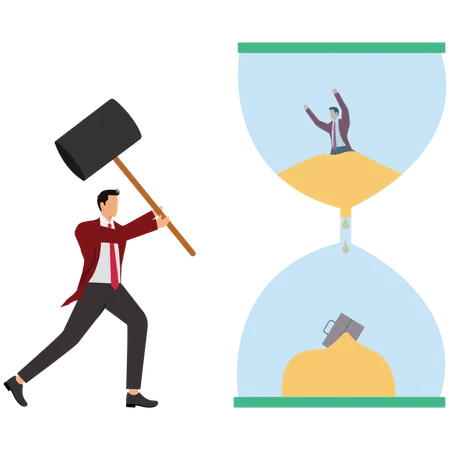 Man Shrinking in an Hourglass  Illustration
