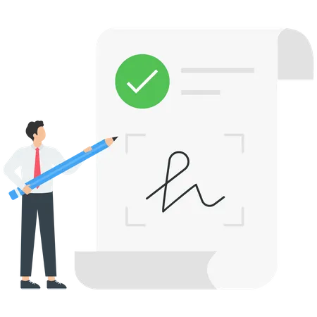 Man sign document  Illustration