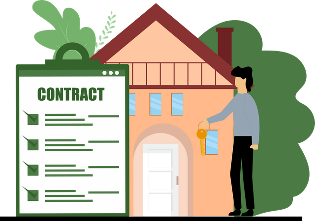 Man sign property contract Illustration