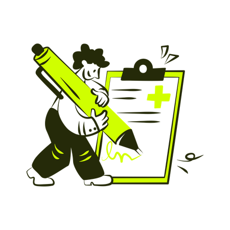 Man Sign Up For Health Insurance  Illustration