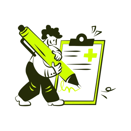 Man Sign Up For Health Insurance  Illustration
