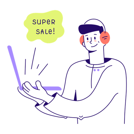 Man signed up for big sale  Illustration