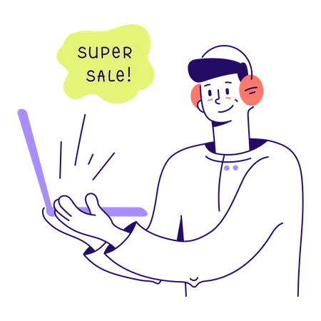 Man signed up for big sale  Illustration