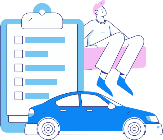 Man signing car contract  Illustration