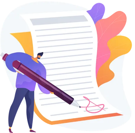 Man Signing Contract  Illustration