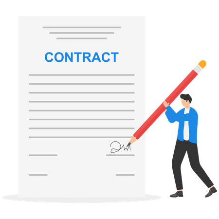 Man signing contract Illustration
