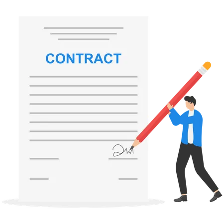 Man signing contract Illustration