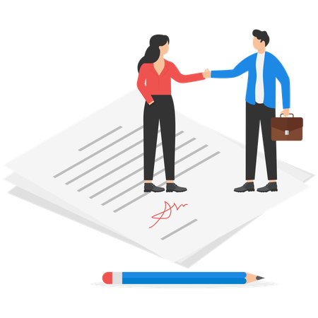 Man signing document to conclude contract  Illustration