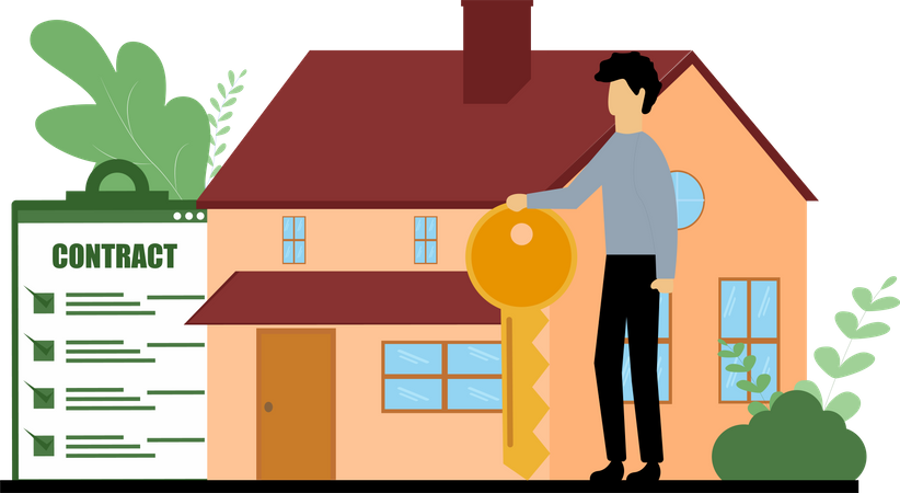 Man signing home contract  Illustration