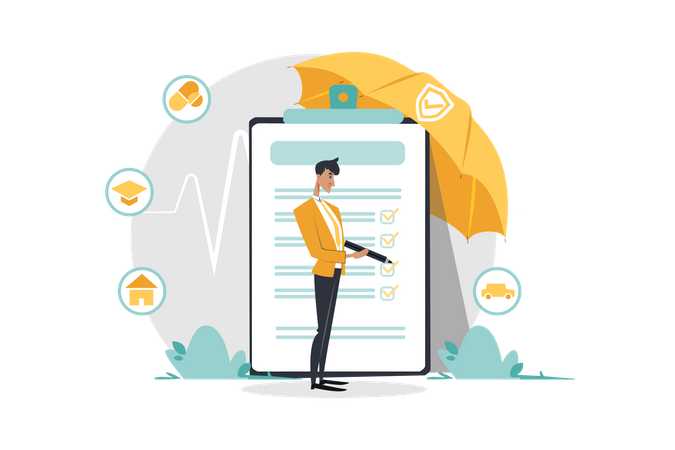 Man Signing Insurance Policy paper  Illustration