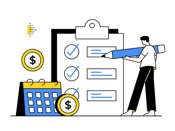 Man Signing Investment Insurance  Illustration