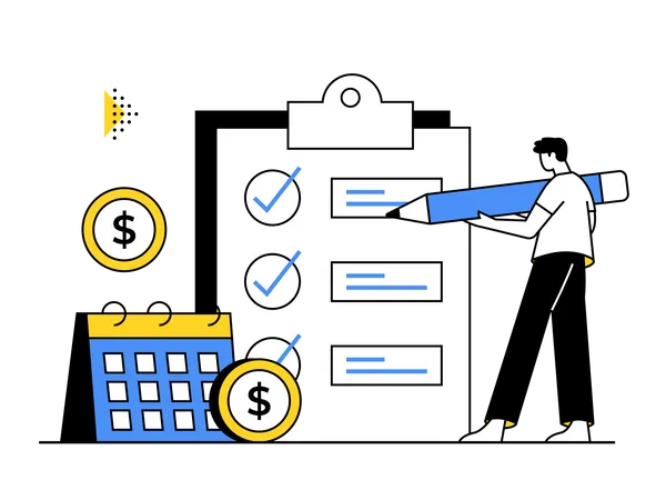 Man Signing Investment Insurance  Illustration