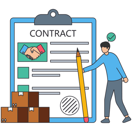 Man signing logistic contract  Illustration