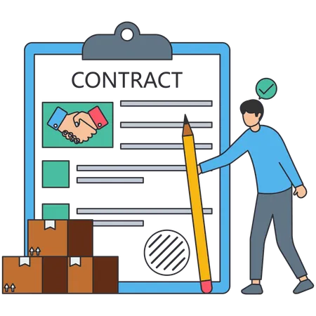 Man signing logistic contract  Illustration