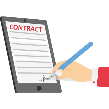 Man Signing The Digital Contract  Illustration
