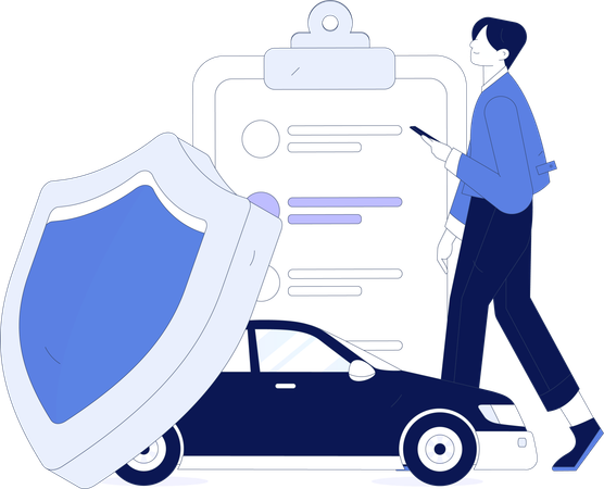 Man signs car agreement papers  Illustration