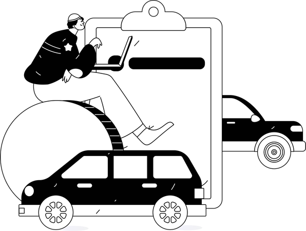 Man signs car contract  Illustration