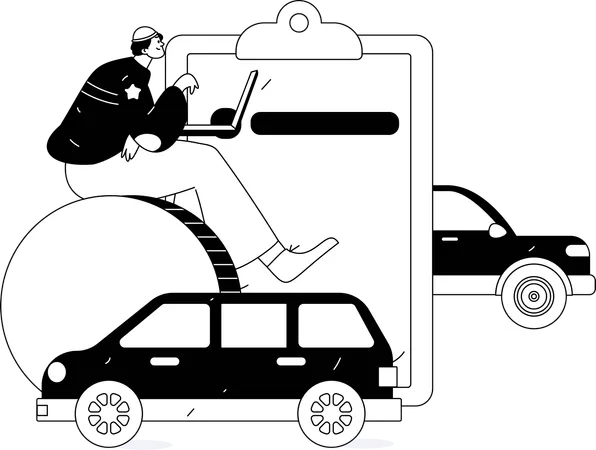 Man signs car contract  Illustration