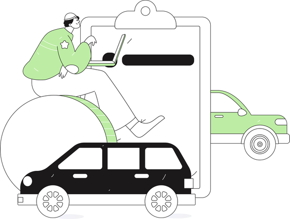 Man signs car contract  Illustration