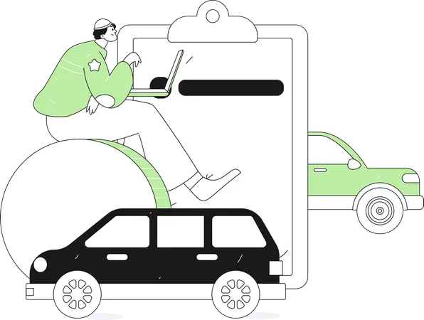 Man signs car contract  Illustration