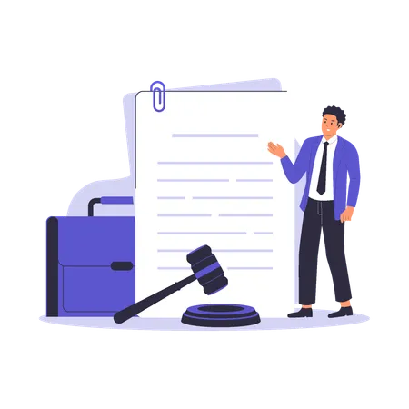 Man signs legal document paper  Illustration