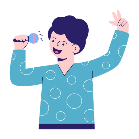 Man Sing Karaoke  Illustration