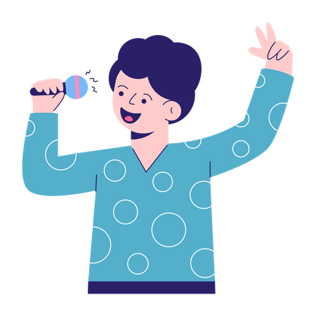 Man Sing Karaoke  Illustration