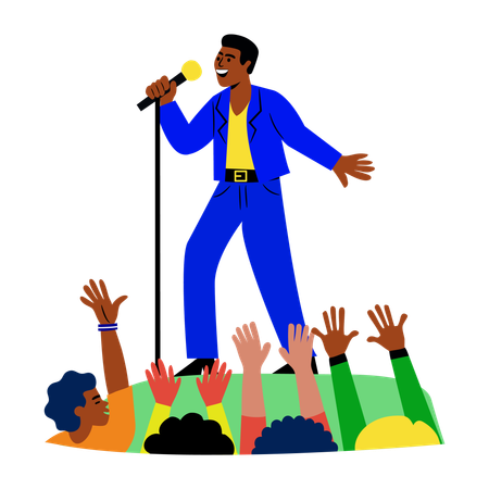 Man singing in concert  Illustration