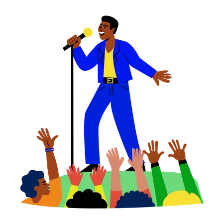 Man singing in concert  Illustration