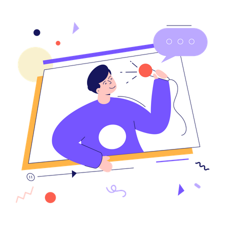 Man singing in karaoke  Illustration
