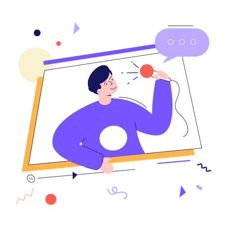 Man singing in karaoke  Illustration