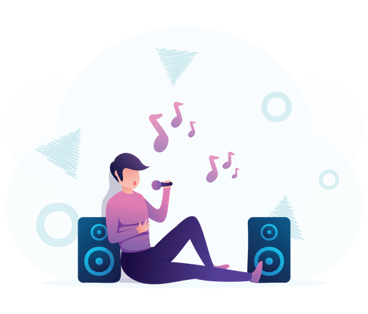 Man singing in karaoke  Illustration