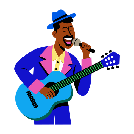 Man singing in karaoke  Illustration