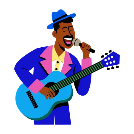 Man singing in karaoke  Illustration