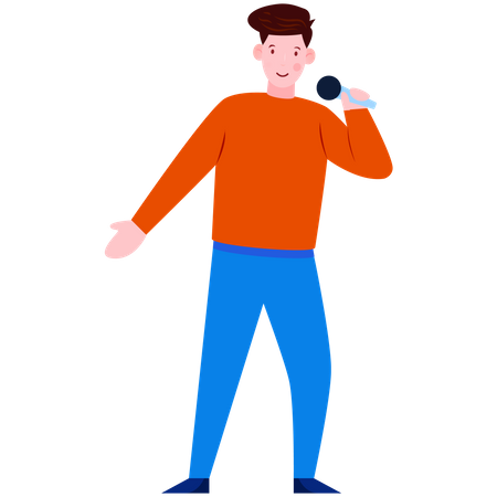 Man Singing Into Microphone  Illustration