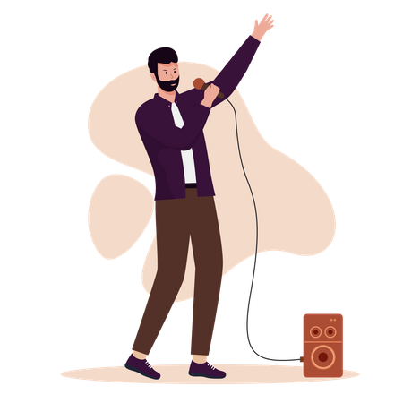 Man singing loudly  Illustration