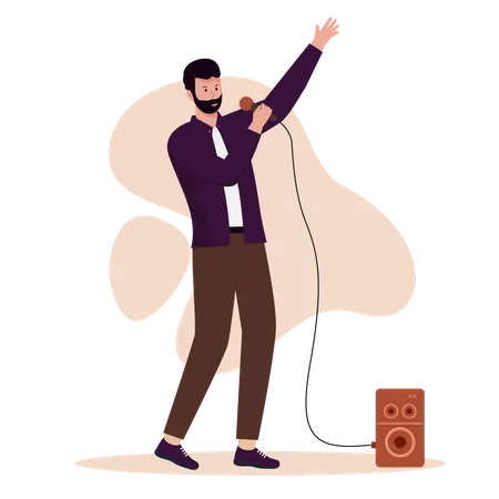 Man singing loudly  Illustration