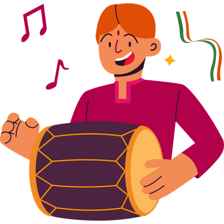 Man singing on Indian republic day  Illustration