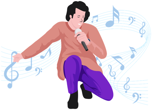 Man singing song  Illustration