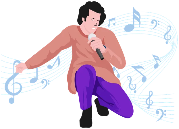 Man singing song  Illustration