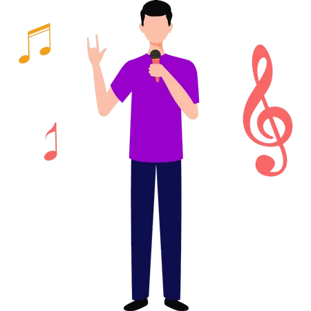 Man singing song  Illustration