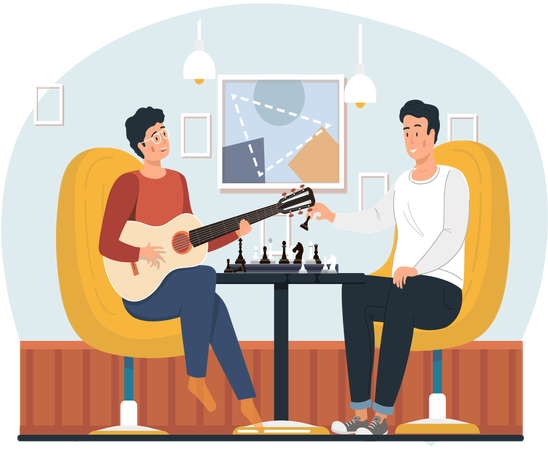 Man sings song to friend  Illustration