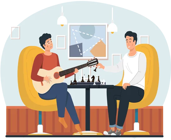 Man sings song to friend  Illustration