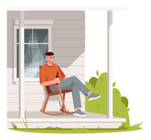 Man sit in armchair in leisure time Illustration
