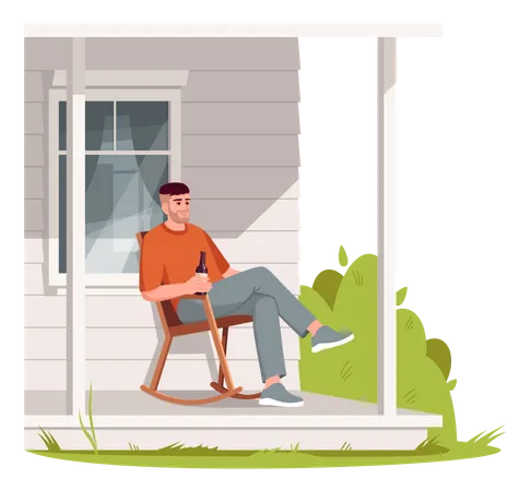 Man sit in armchair in leisure time  Illustration